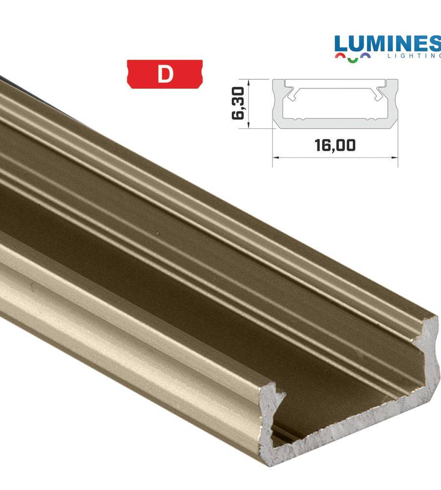 LED Alumínium Profil "D" 2 méter BRONZ 